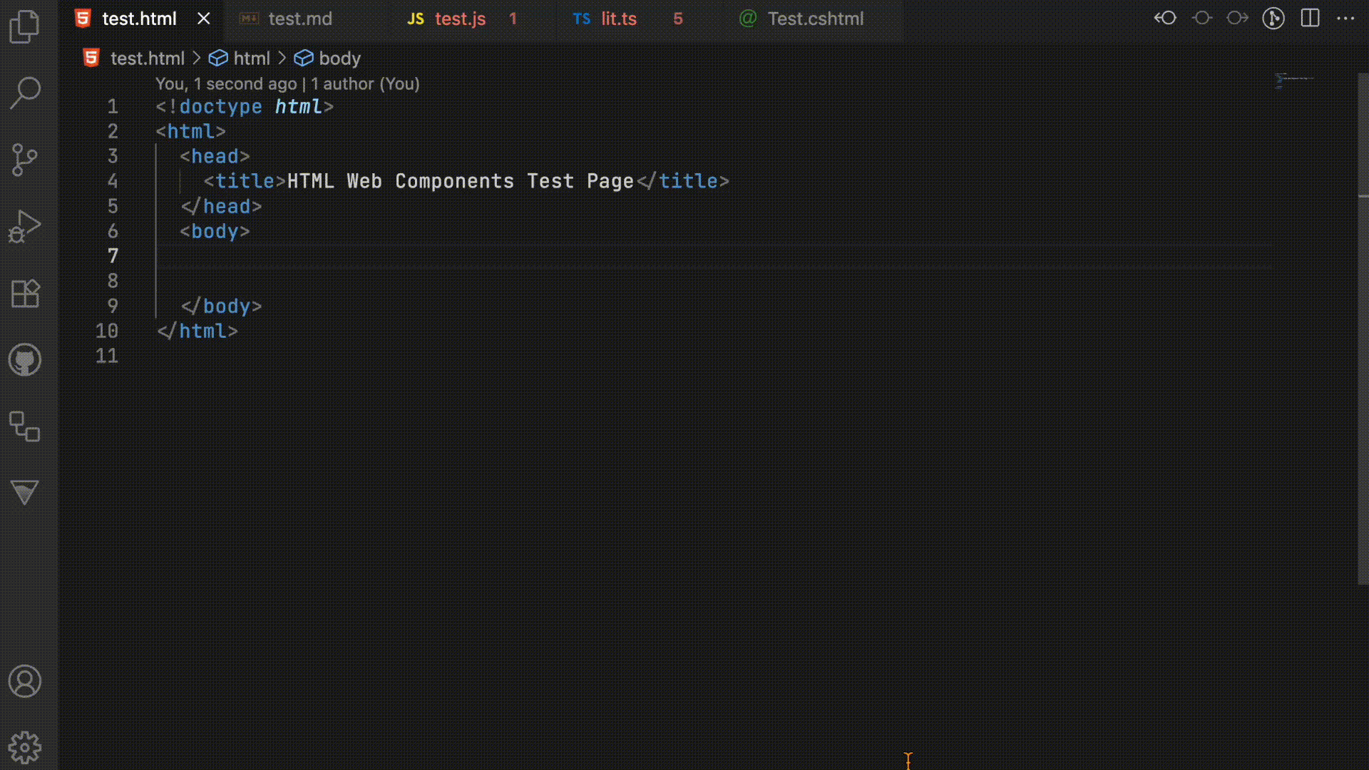 Demonstration of the web components language server